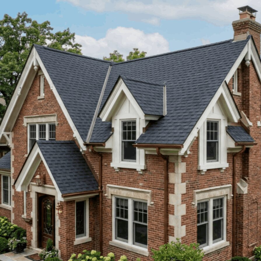 Dependable Residential Roofing in Evanston, IL on historic brick home with dormer roof detail