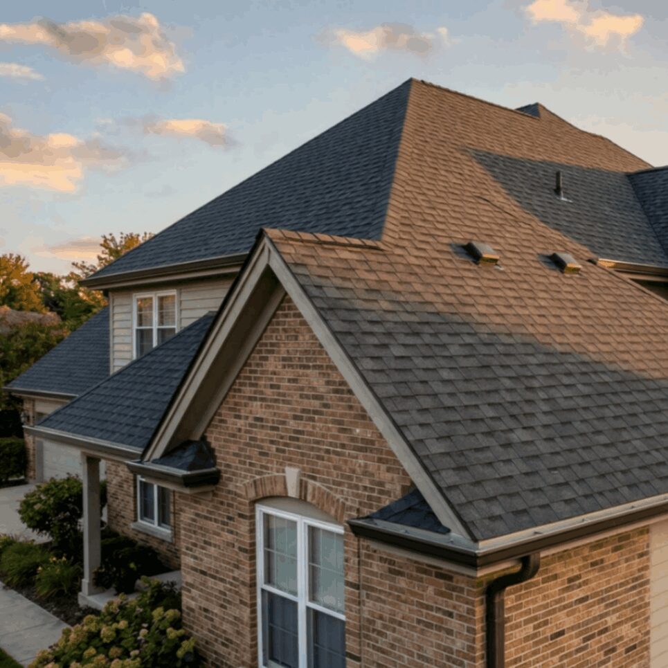 Expert Residential Roofing in Will County, IL completed roofline detail on suburban home