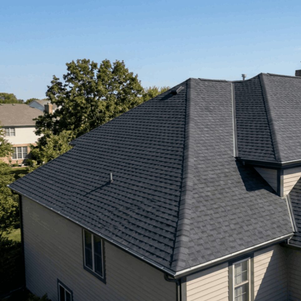 Trusted Residential Roofing in Tinley Park, IL completed asphalt shingle roof with defined valley lines